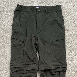 REI Kids Zip Off Hiking Pants Size 14-16 Dark Olive